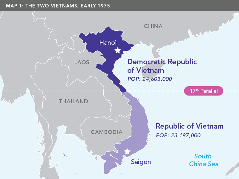 Map 1: The Two Vietnams, Early 1975.