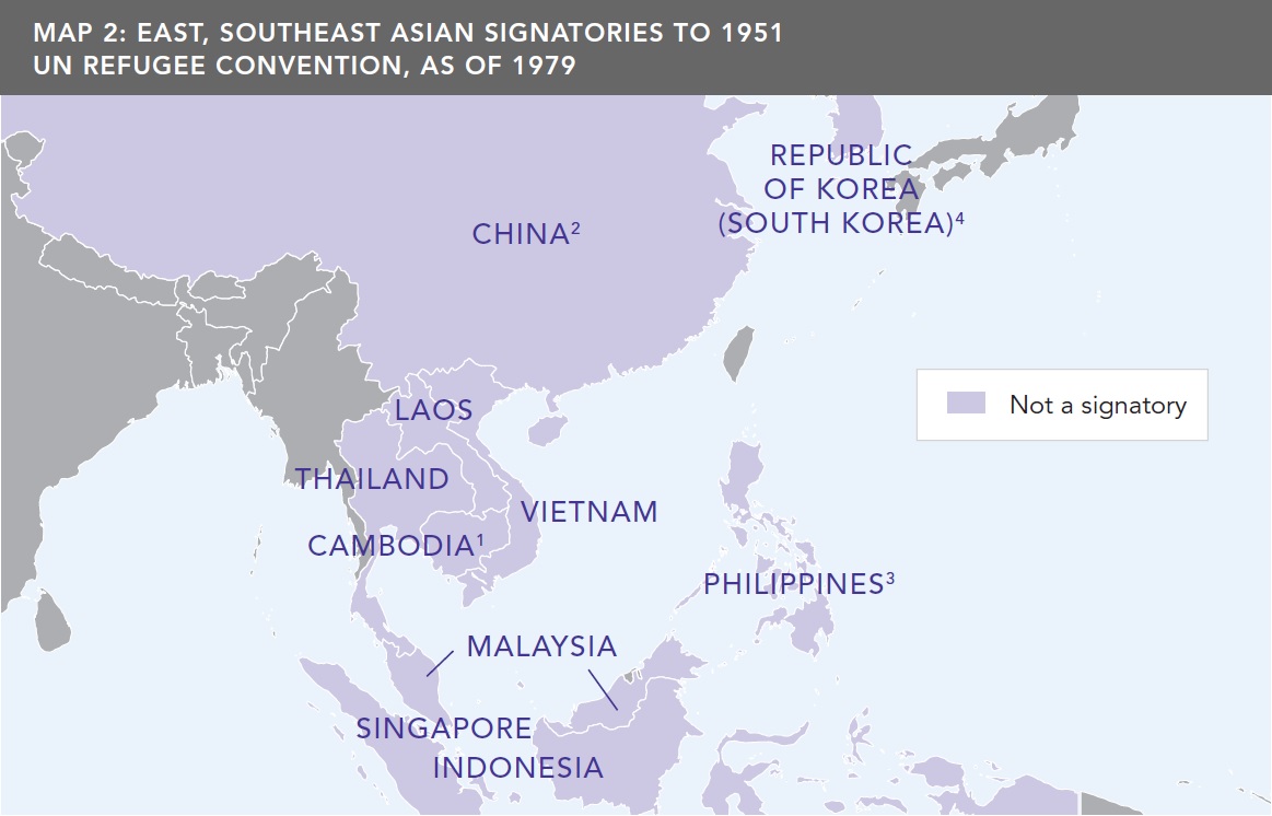 Map 2: East, Southeast Asian Signatories to 1951 UN Refugee Convention, as of 1979.