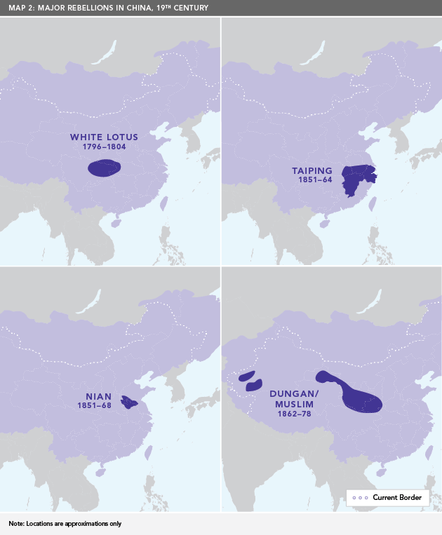 Map 2: Major Rebellions in China, 19th Century